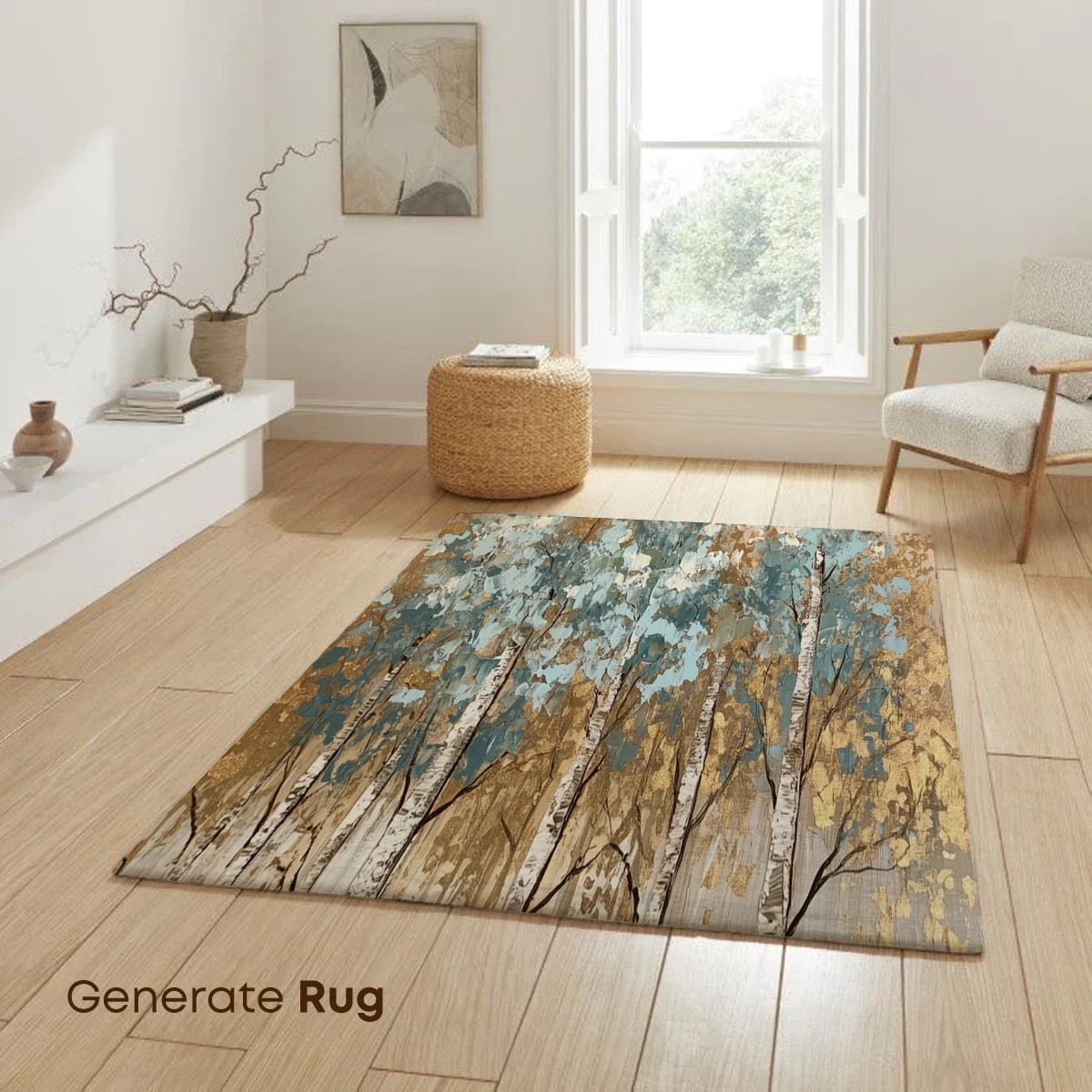 Golden Birch Whisper: Abstract Forest Elegance - Image 6