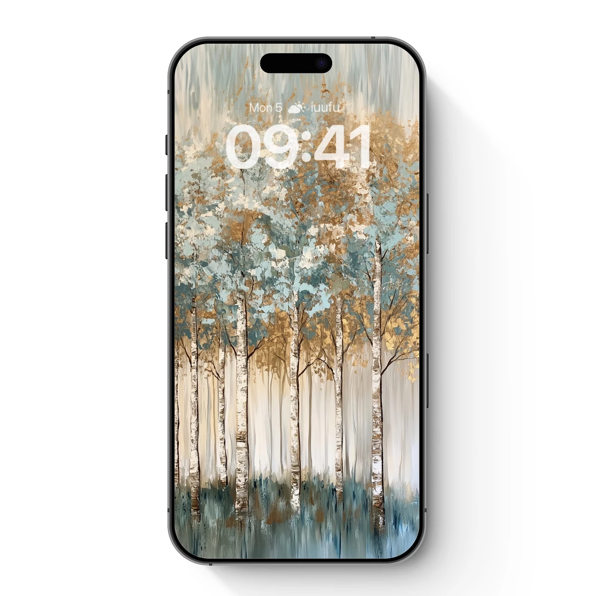Golden Birch Whisper: Abstract Forest Elegance