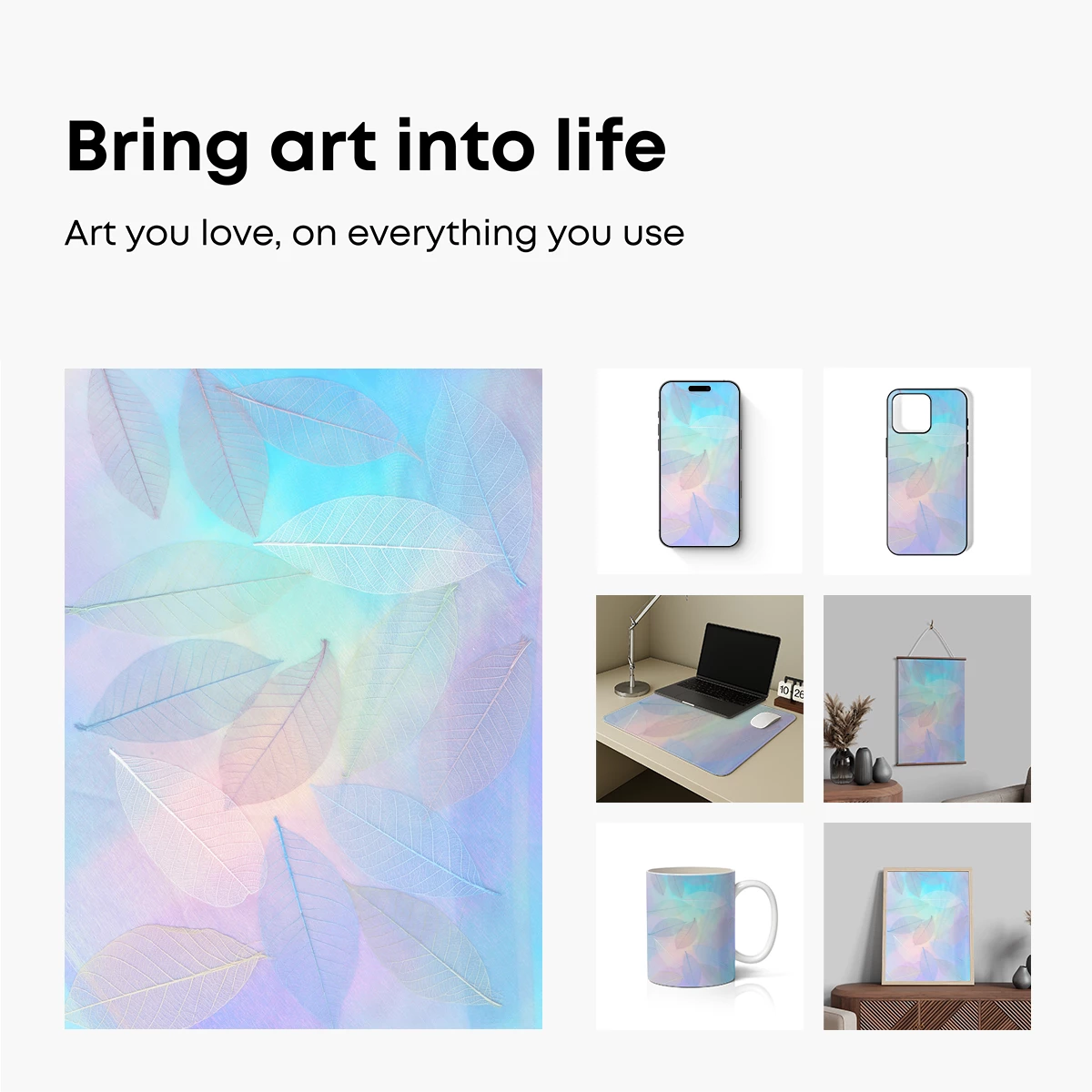 Ethereal Leaf Silhouettes in Pastel Harmony - Image 2