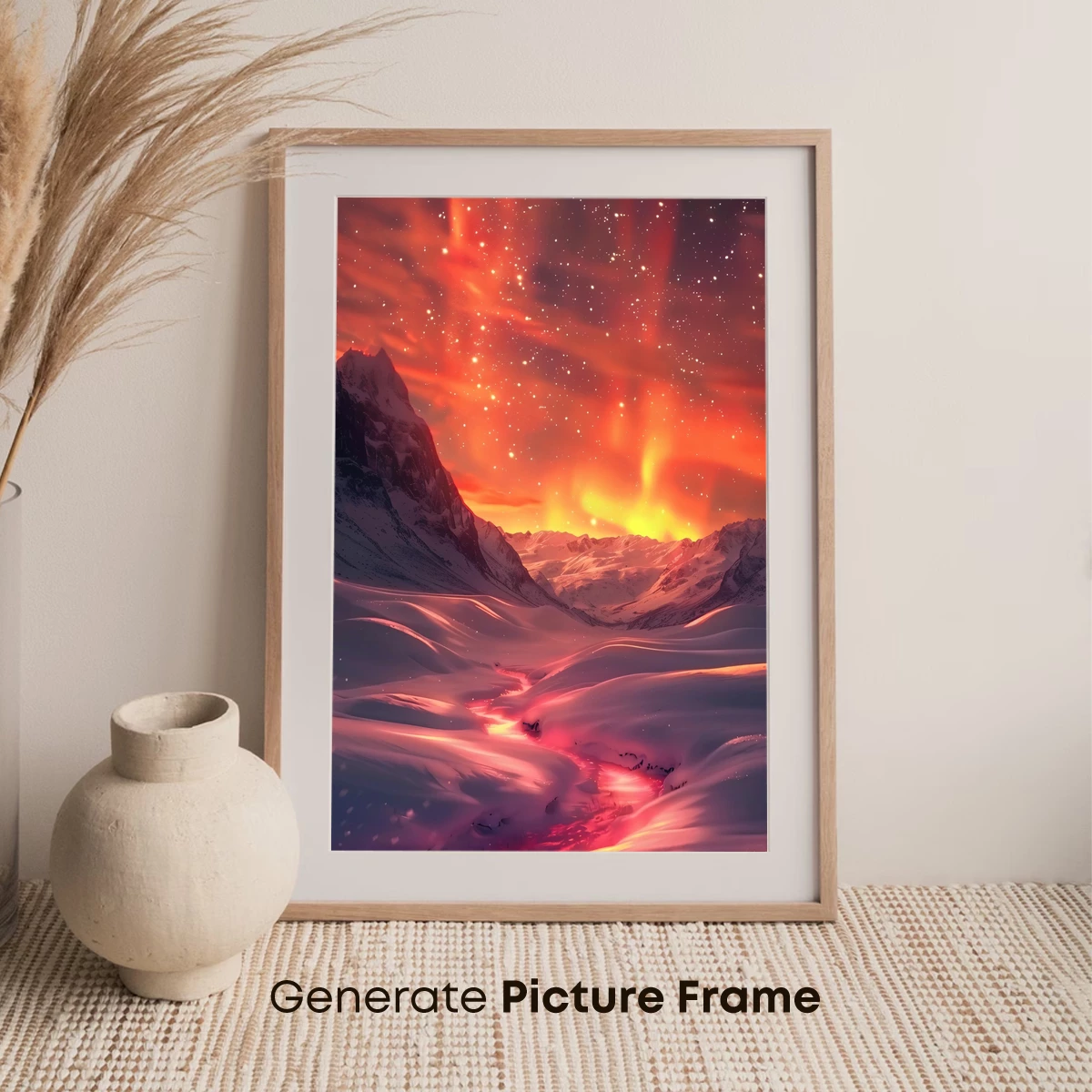 Aurora Over Snowy Peaks: A Celestial Winter Wonderland - Image 7