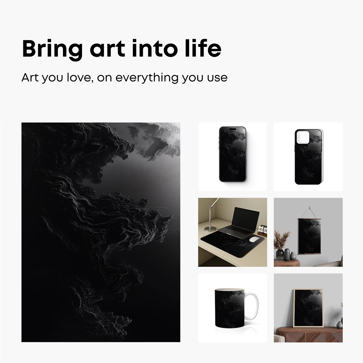 Ethereal Shadows: Monochrome Mountain Whispers - Image 2