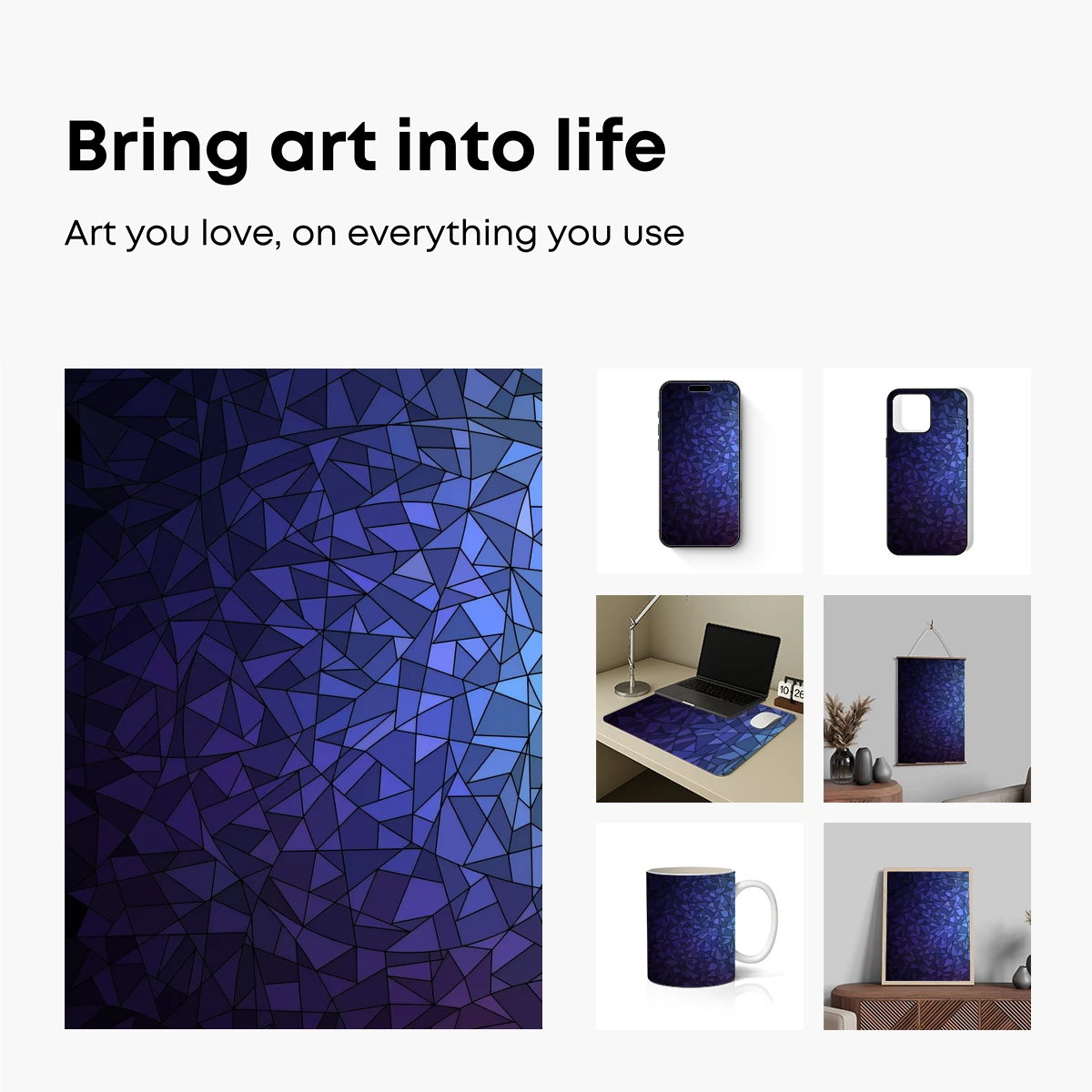 Geometric Twilight: A Mosaic of Blue Hues - Image 2