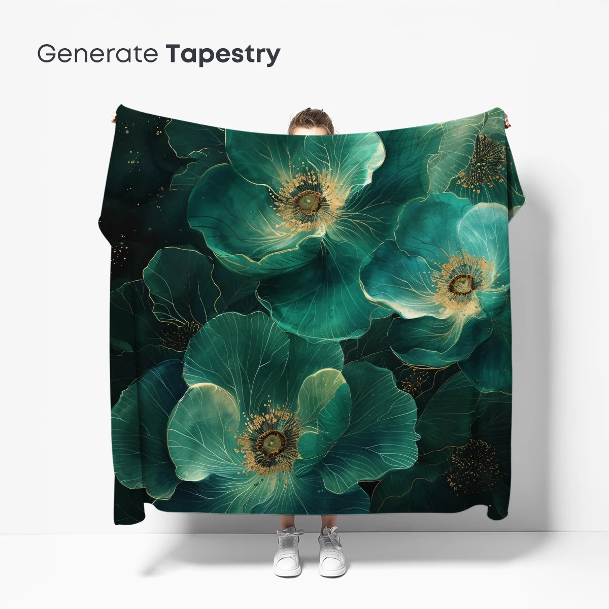 Ethereal Teal Blossoms: Golden Veins and Mystical Depth - Image 5