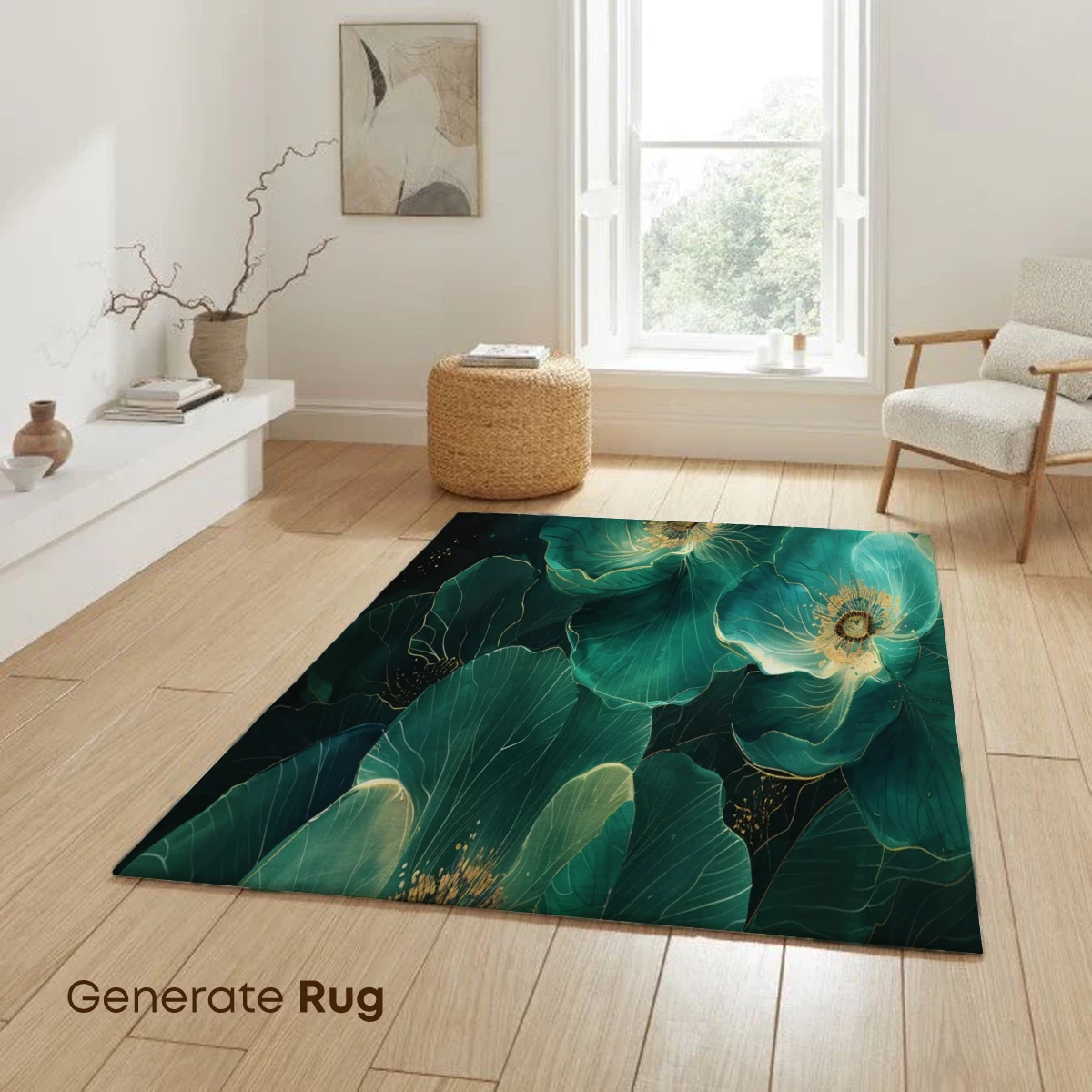 Ethereal Teal Blossoms: Golden Veins and Mystical Depth - Image 6