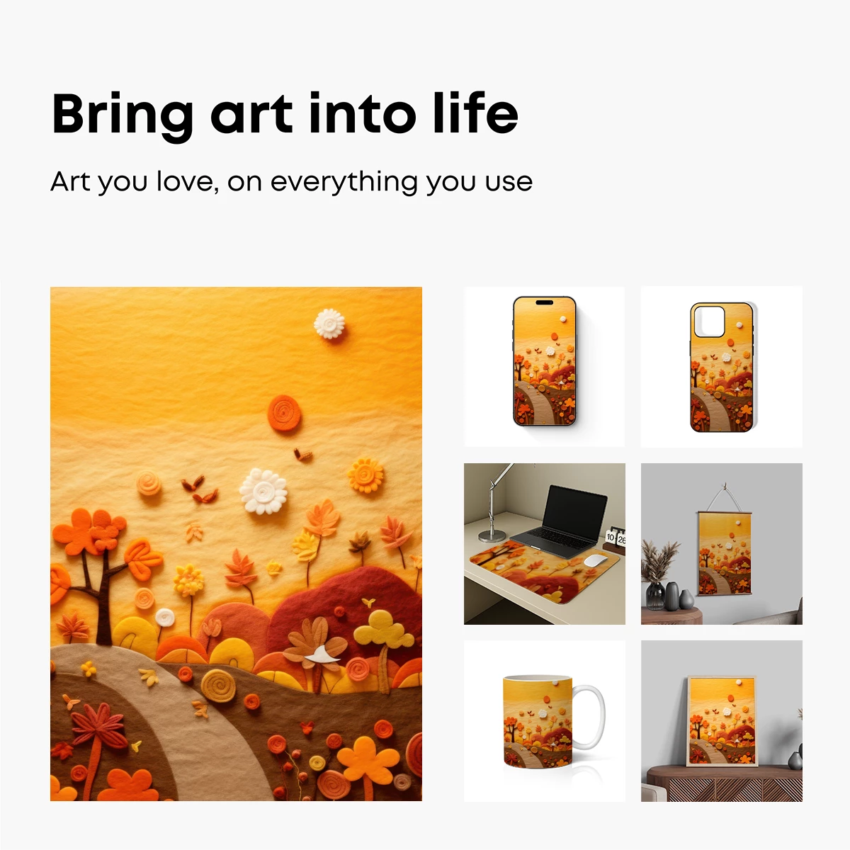 Autumnal Felt Fantasy: Whimsical Harvest Landscape - Image 2