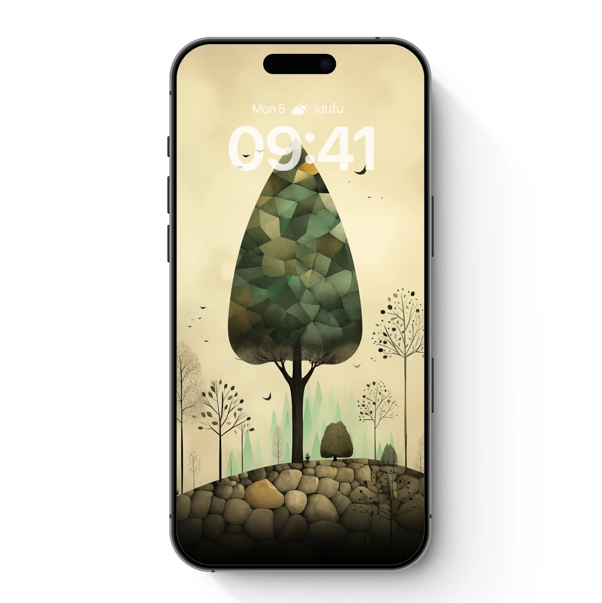 Geometric Forest Guardian: A Mosaic Tree Majesty
