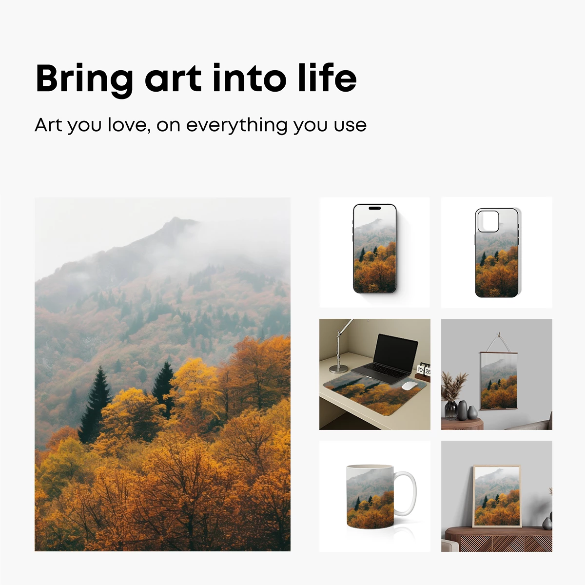 Autumn Mist: Golden Forests and Veiled Peaks - Image 2