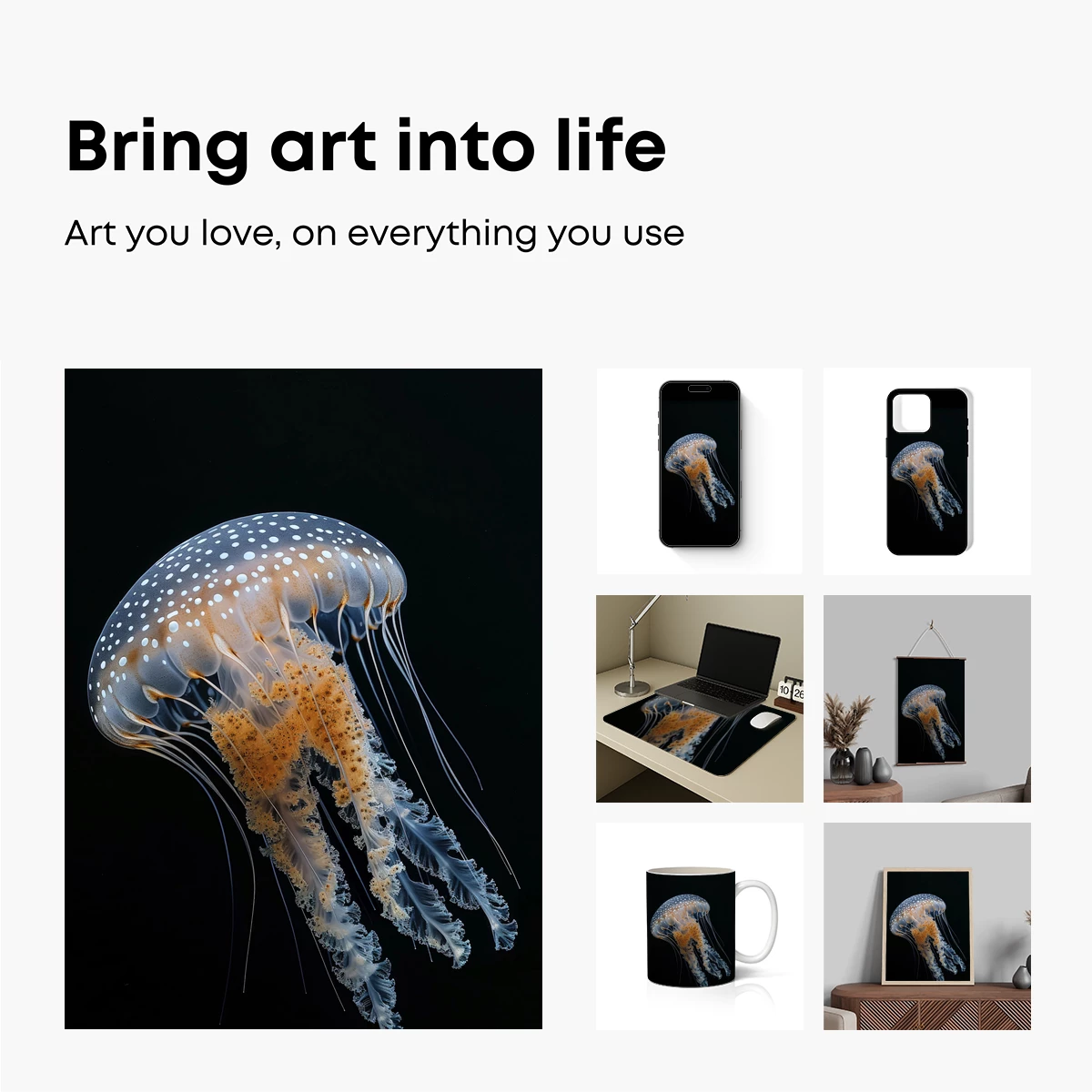 Ethereal Jellyfish: Oceanic Elegance in Darkness - Image 2