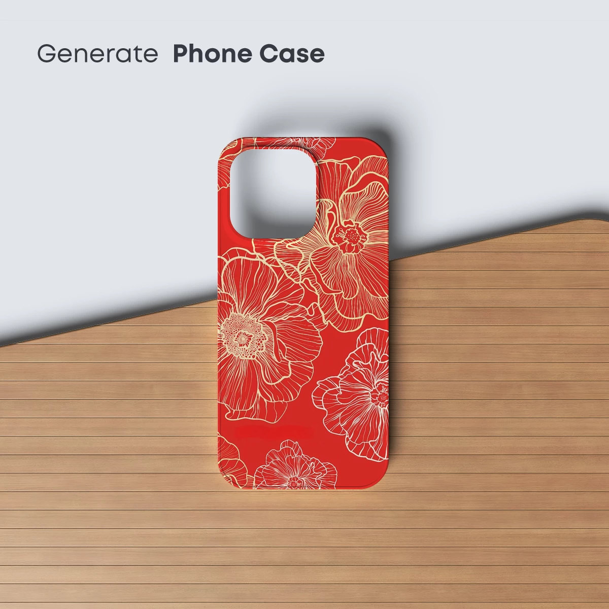 Bold Blooms: Golden Lines on Crimson Canvas - Image 3