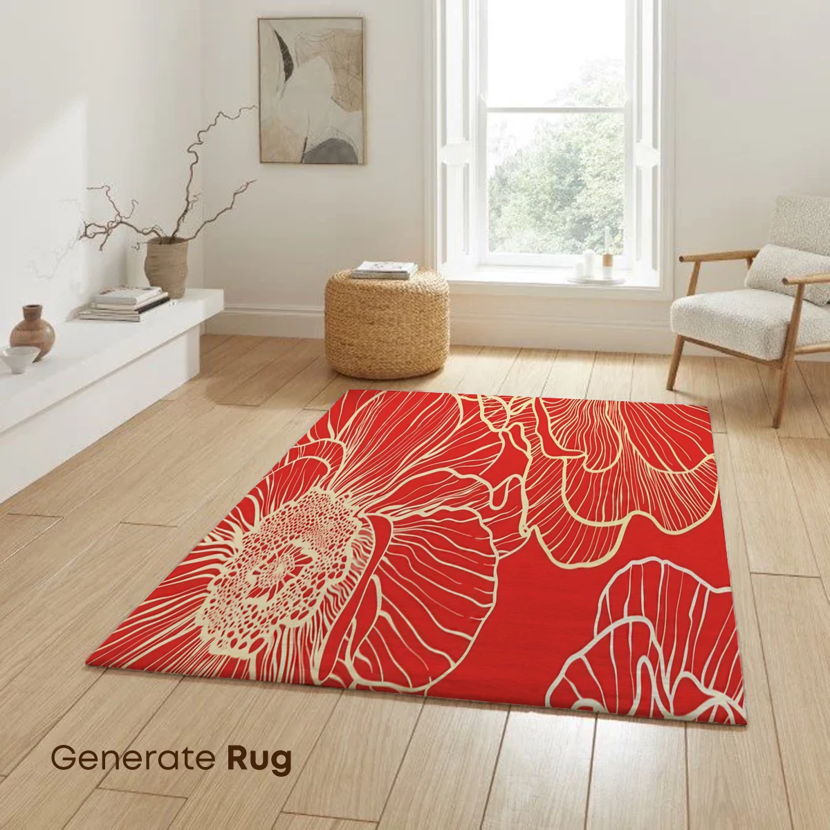 Bold Blooms: Golden Lines on Crimson Canvas - Image 6