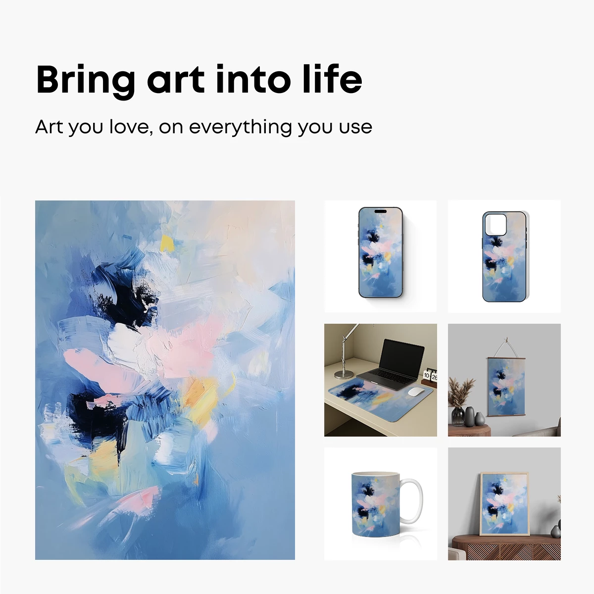 Abstract Symphony in Blue: Brushstroke Harmony - Image 2