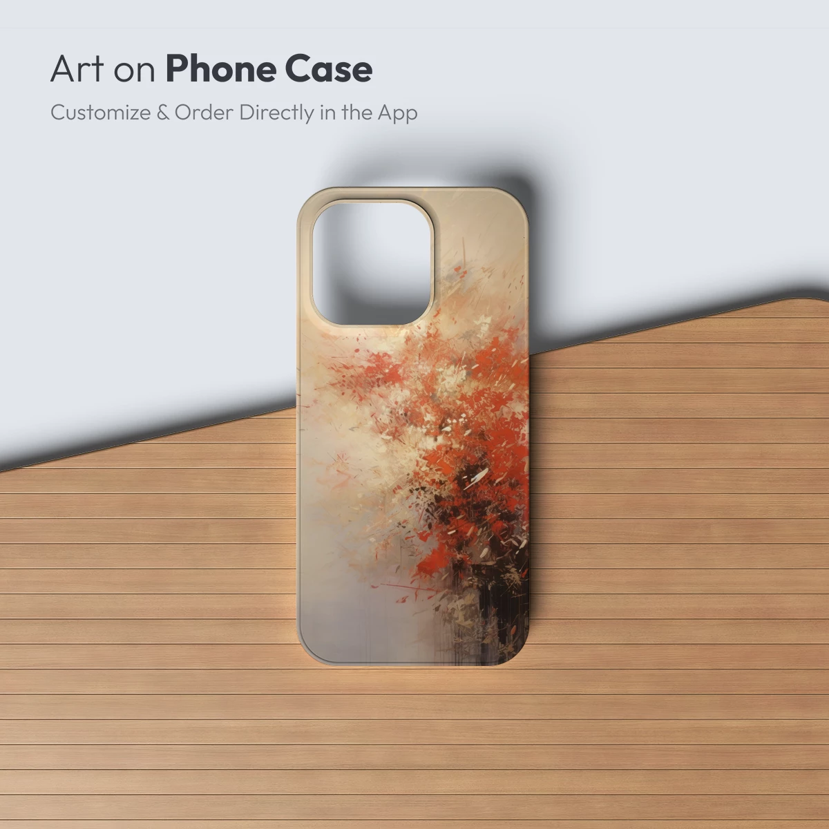 Explosive Canvas: Abstract Fireworks in Red and Cream - Image 3