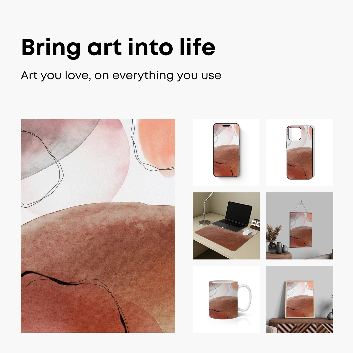 Abstract Terra Cotta Flow: Modern Watercolor Elegance - Image 2