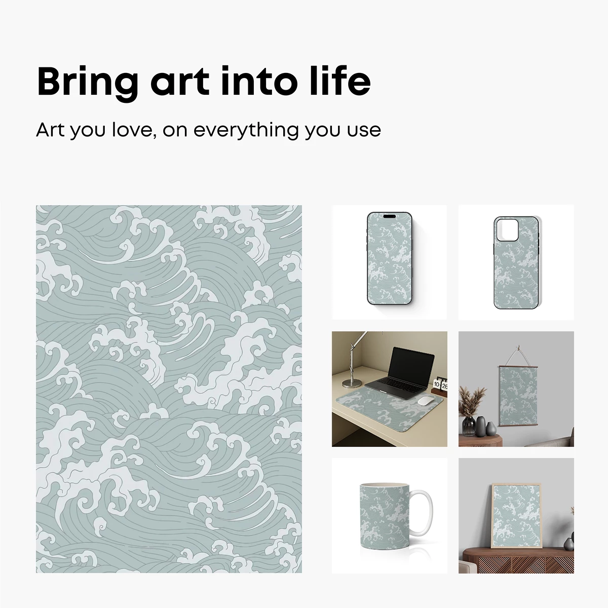 Elegant Hokusai Waves in Pastel Harmony - Image 2