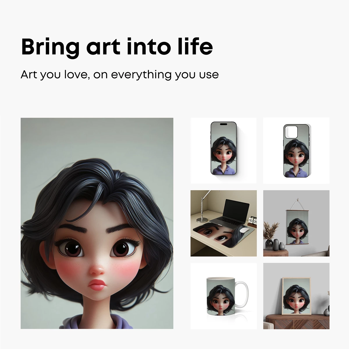 Charming Anime Doll in Soft Purple: A Whimsical Portrait - Image 2