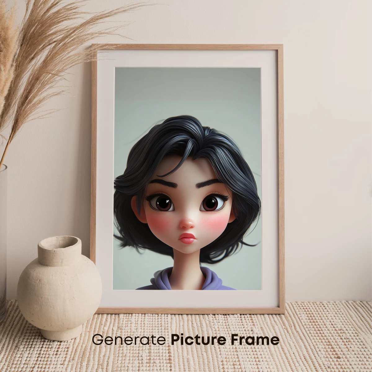 Charming Anime Doll in Soft Purple: A Whimsical Portrait - Image 7