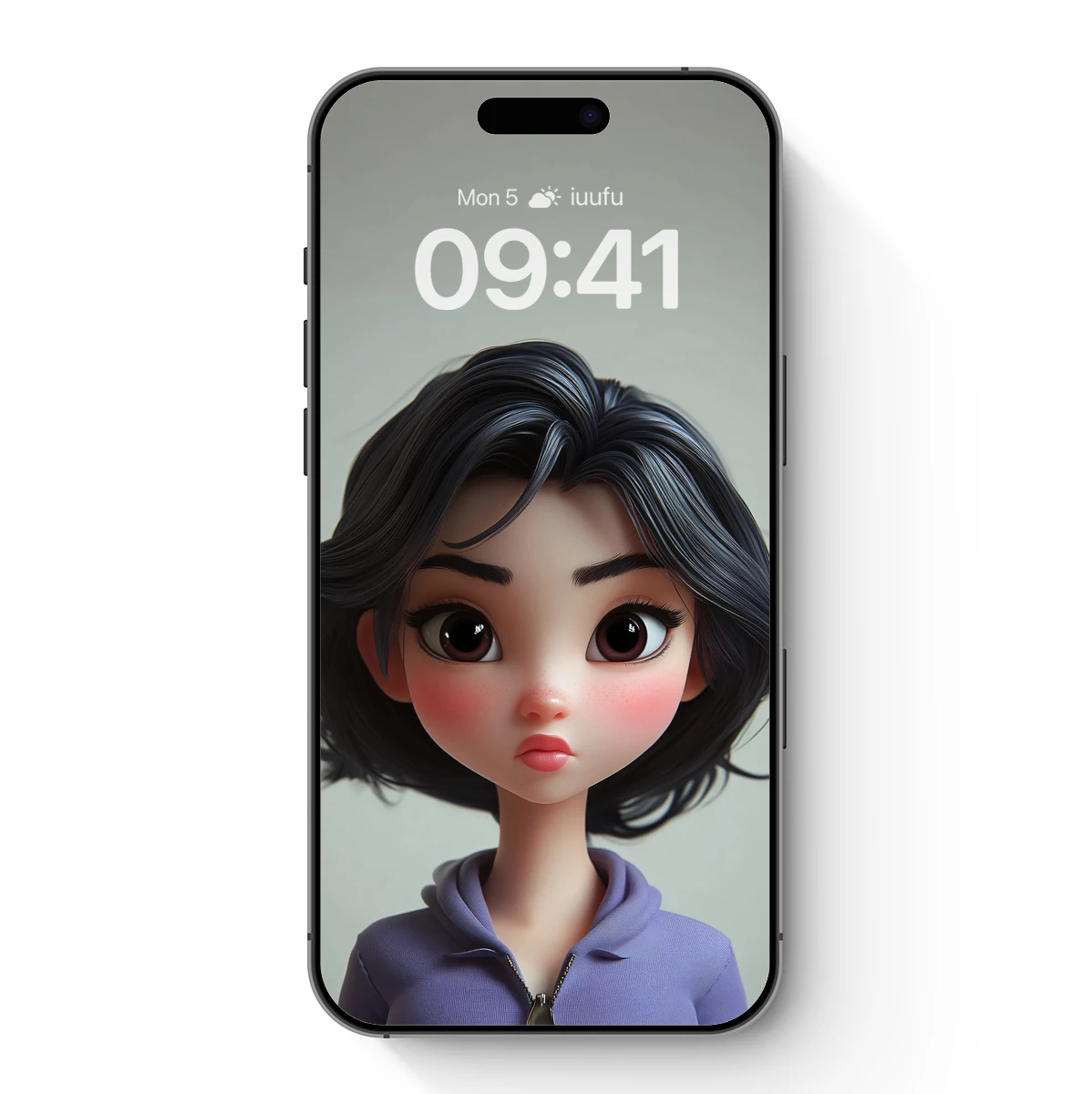 Charming Anime Doll in Soft Purple: A Whimsical Portrait Charming Anime Doll in Soft Purple: A Whimsical Portrait