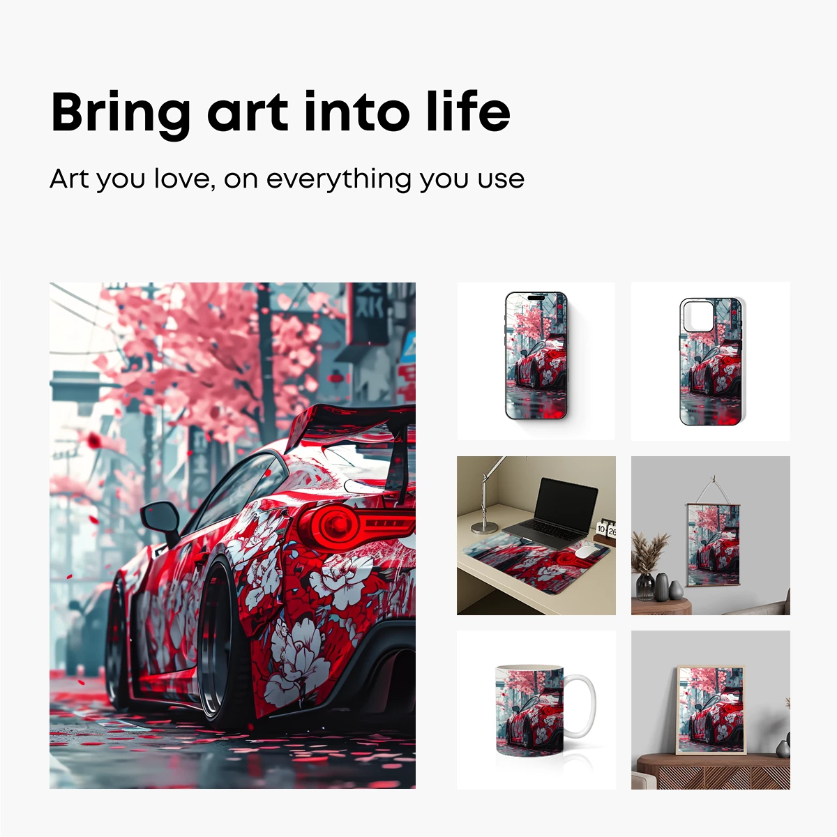 Cherry Blossom Supercar: Urban Art Fusion - Image 2
