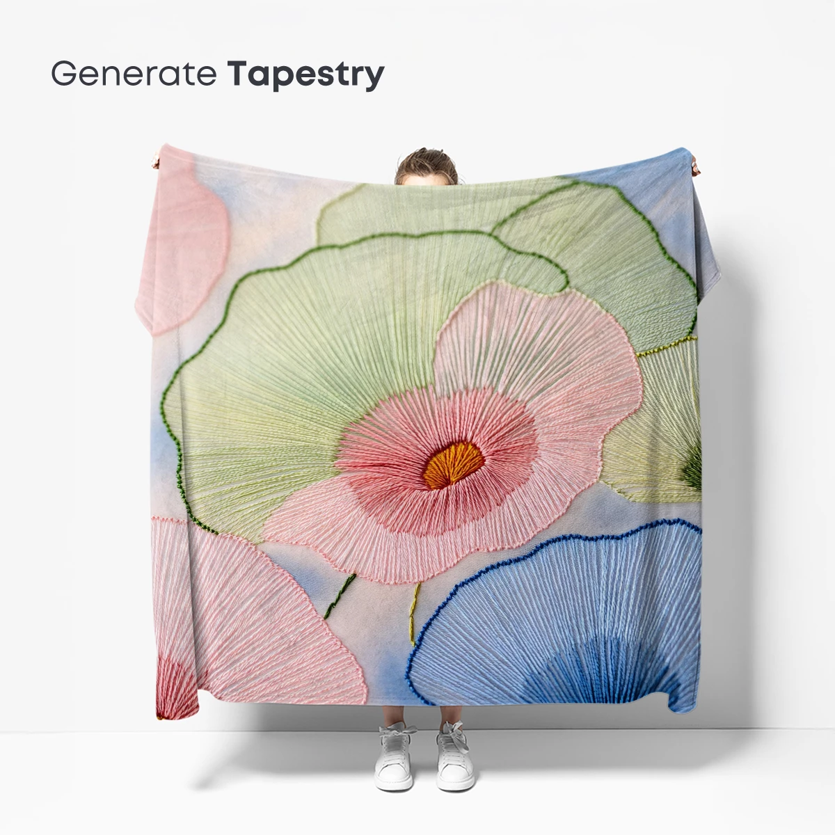 Embroidered Floral Symphony: Thread Art in Bloom - Image 5