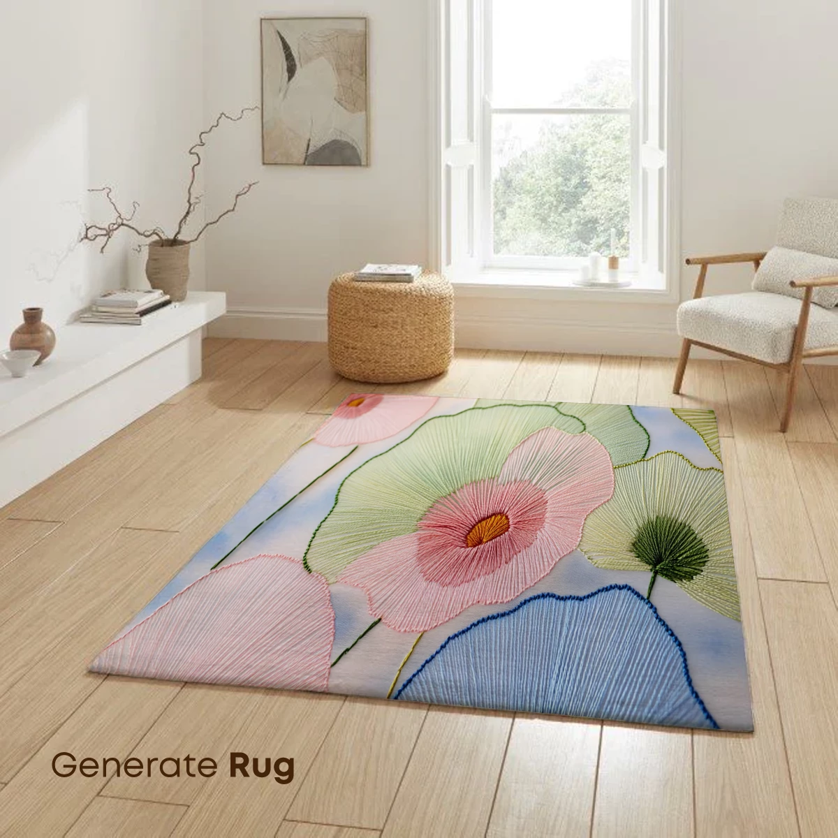 Embroidered Floral Symphony: Thread Art in Bloom - Image 6