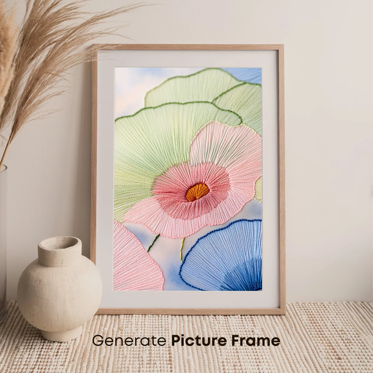 Embroidered Floral Symphony: Thread Art in Bloom - Image 7