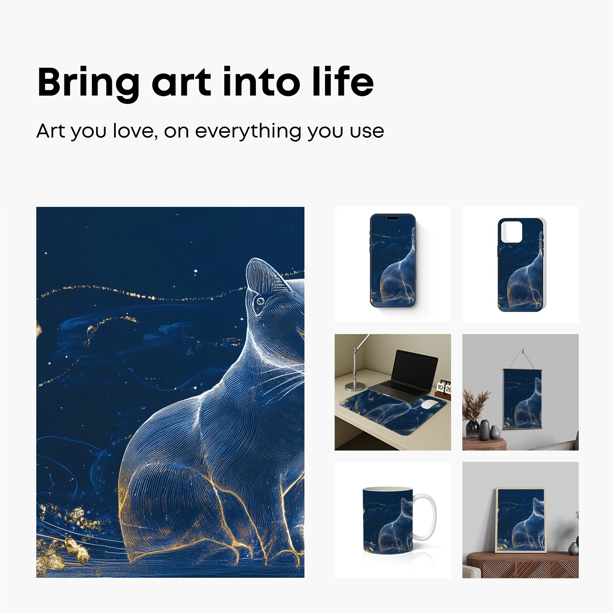 Ethereal Feline in Midnight Bloom - Image 2