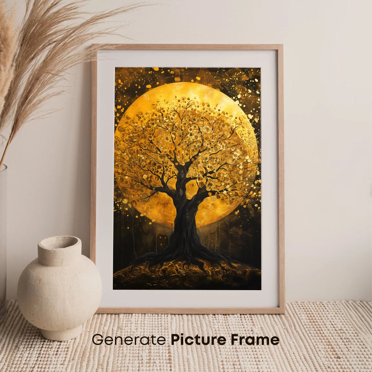 Eternal Tree of Gold: Mystical Moonlit Canopy - Image 7