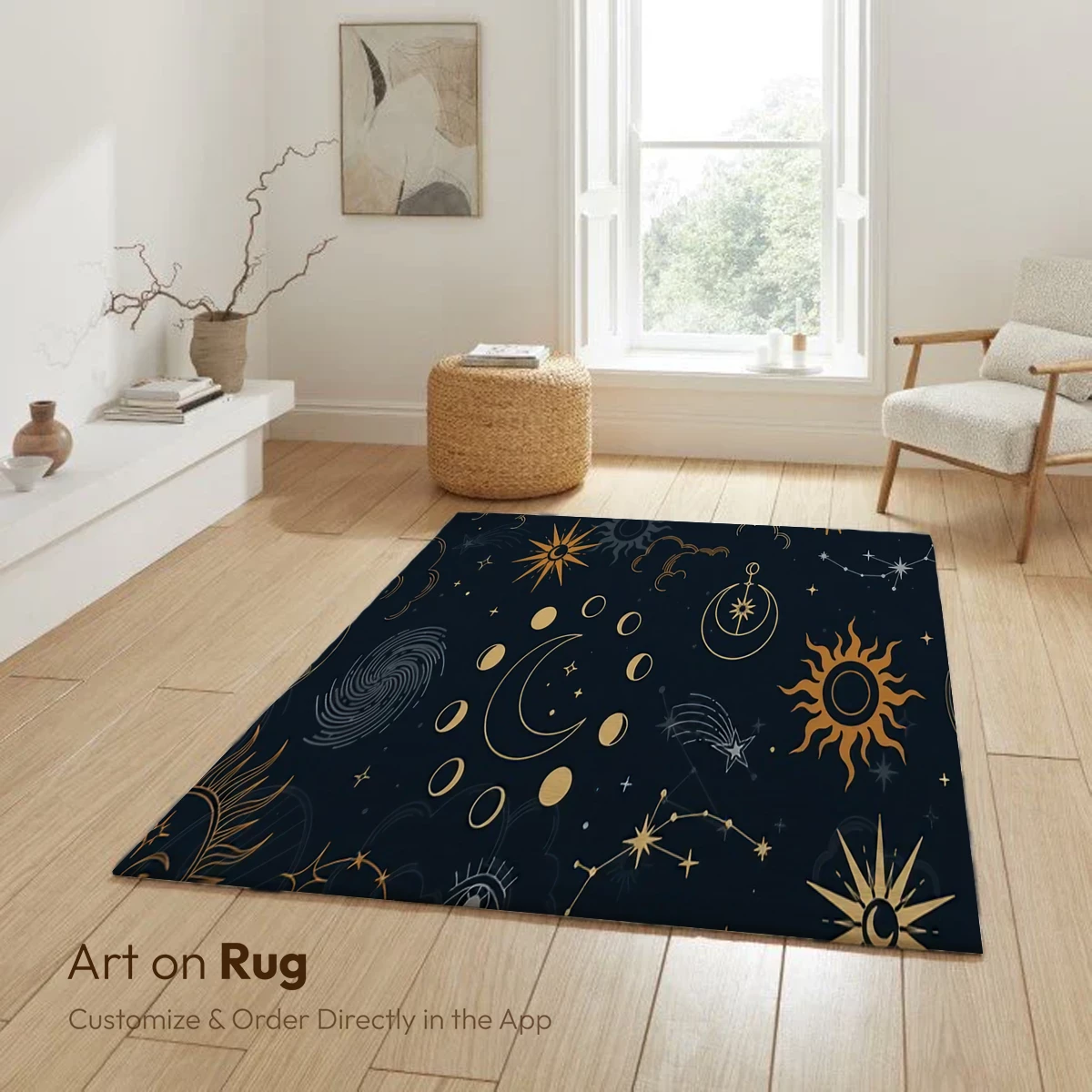 Celestial Harmony: Golden Moon & Sun Motifs - Image 6
