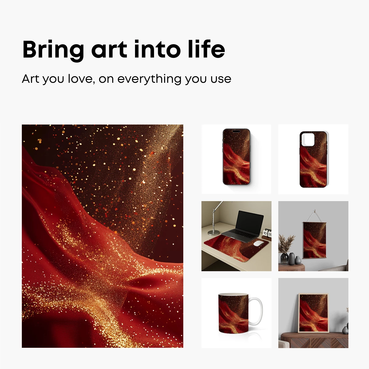 Golden Elegance: Red Silk and Stardust - Image 2