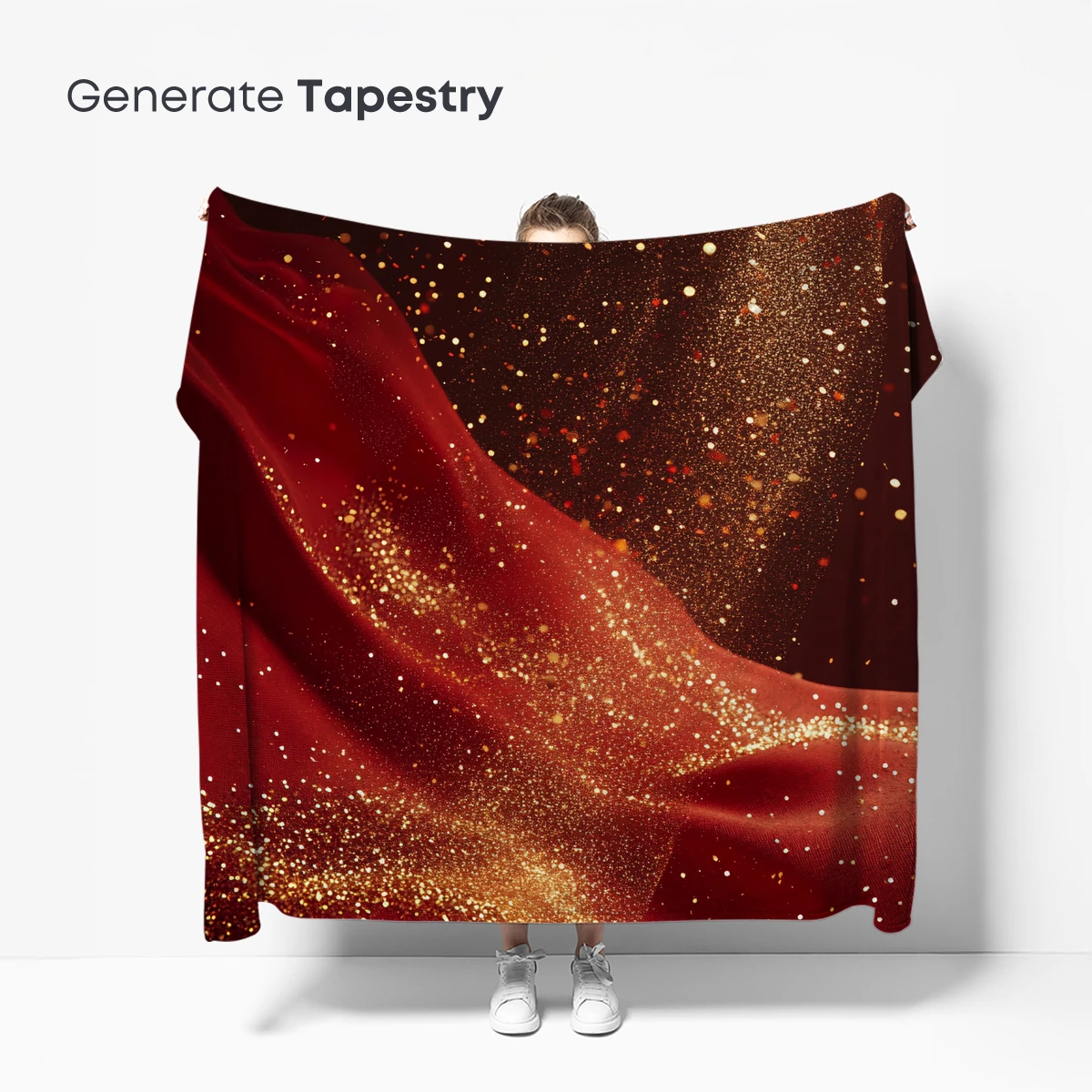 Golden Elegance: Red Silk and Stardust - Image 5