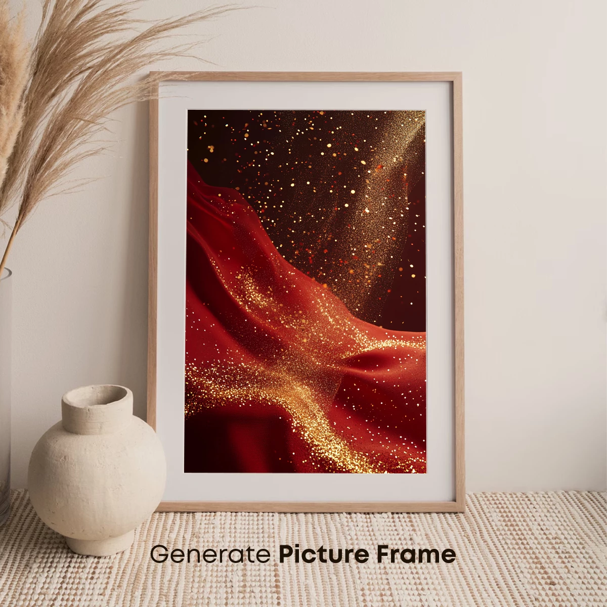 Golden Elegance: Red Silk and Stardust - Image 7