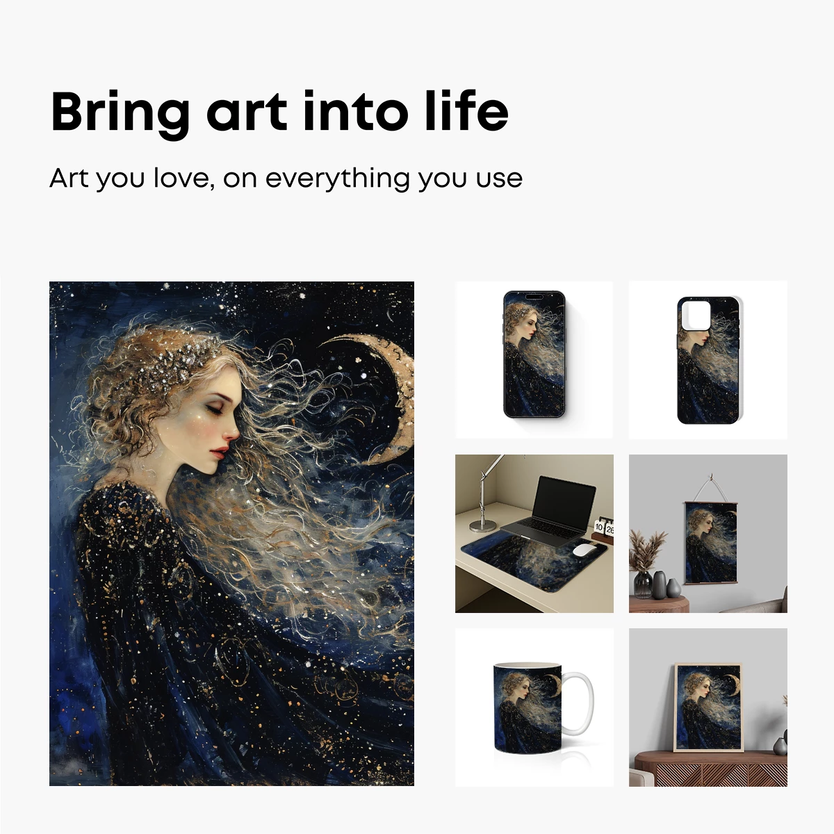 Ethereal Moonlit Muse: A Celestial Fantasy Portrait - Image 2
