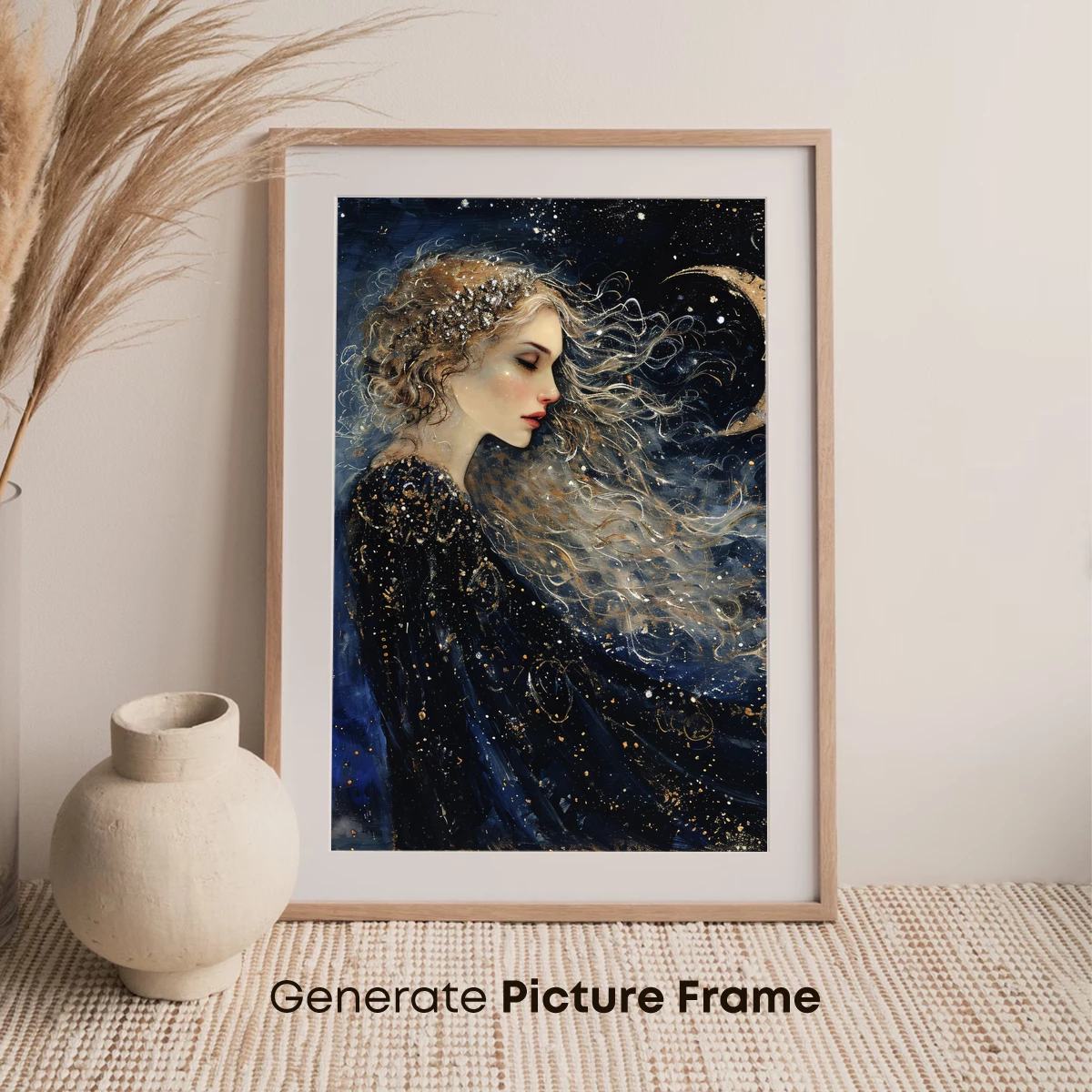 Ethereal Moonlit Muse: A Celestial Fantasy Portrait - Image 7