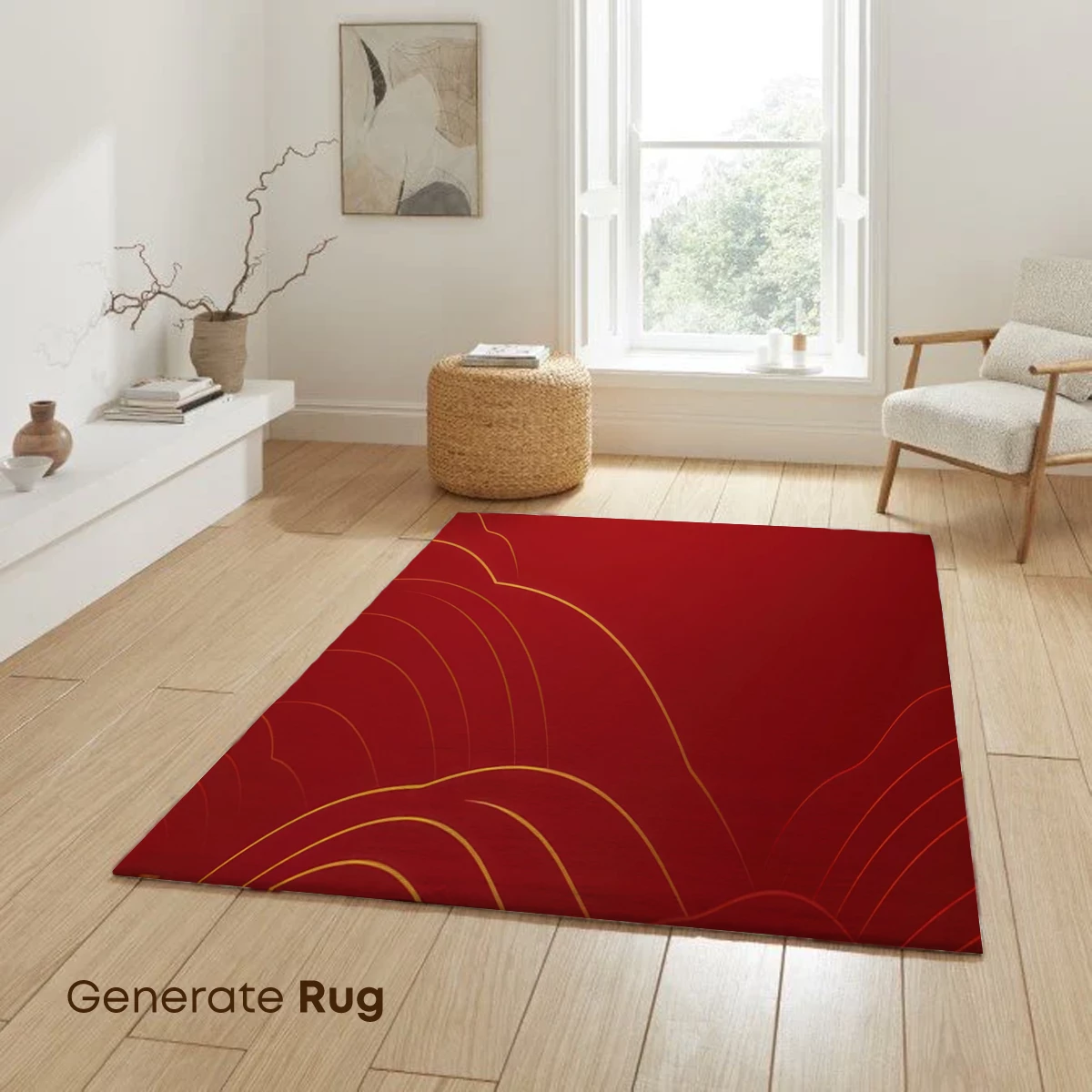 Crimson Waves: Golden Line Artistry - Image 6