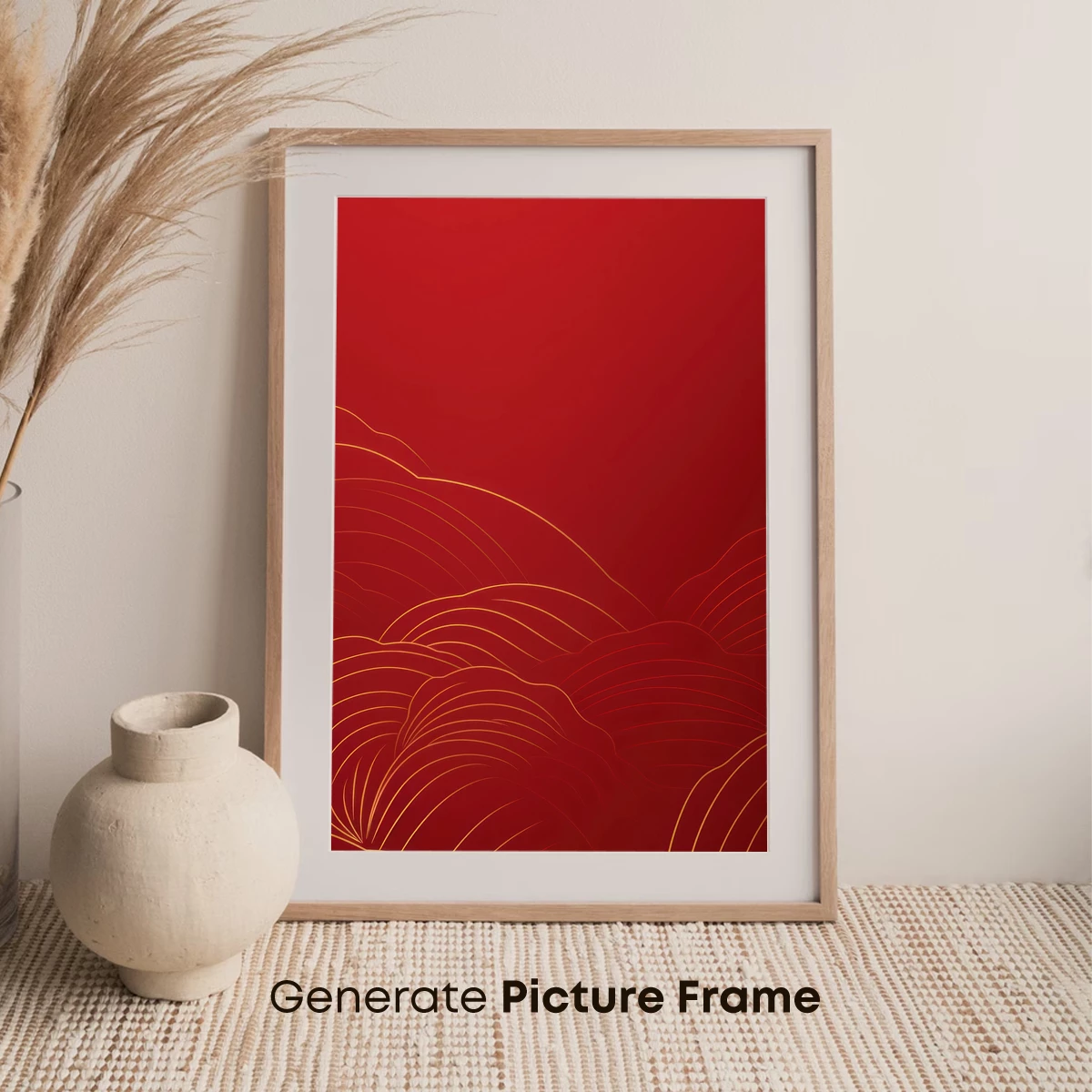 Crimson Waves: Golden Line Artistry - Image 7