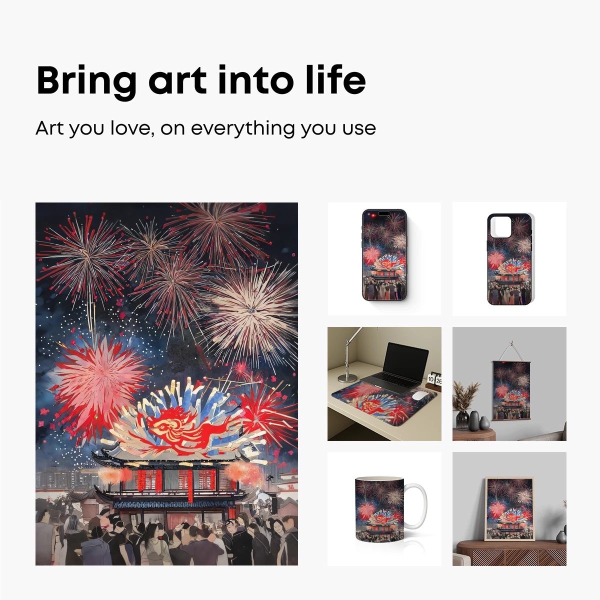 Festive Dragon Amidst Fireworks: A Cultural Celebration - Image 2