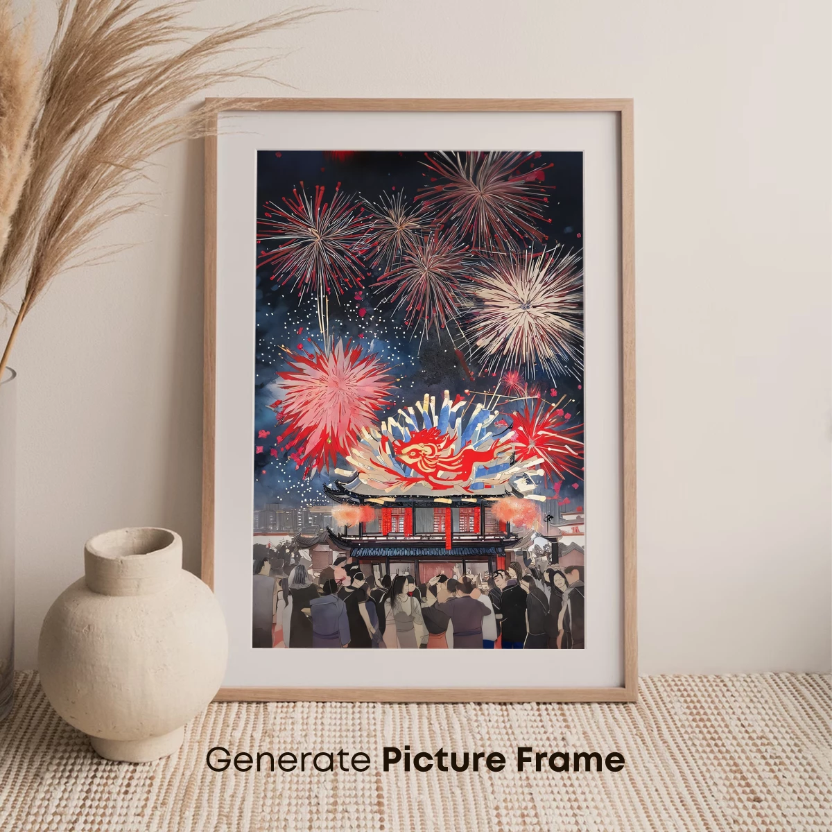 Festive Dragon Amidst Fireworks: A Cultural Celebration - Image 7