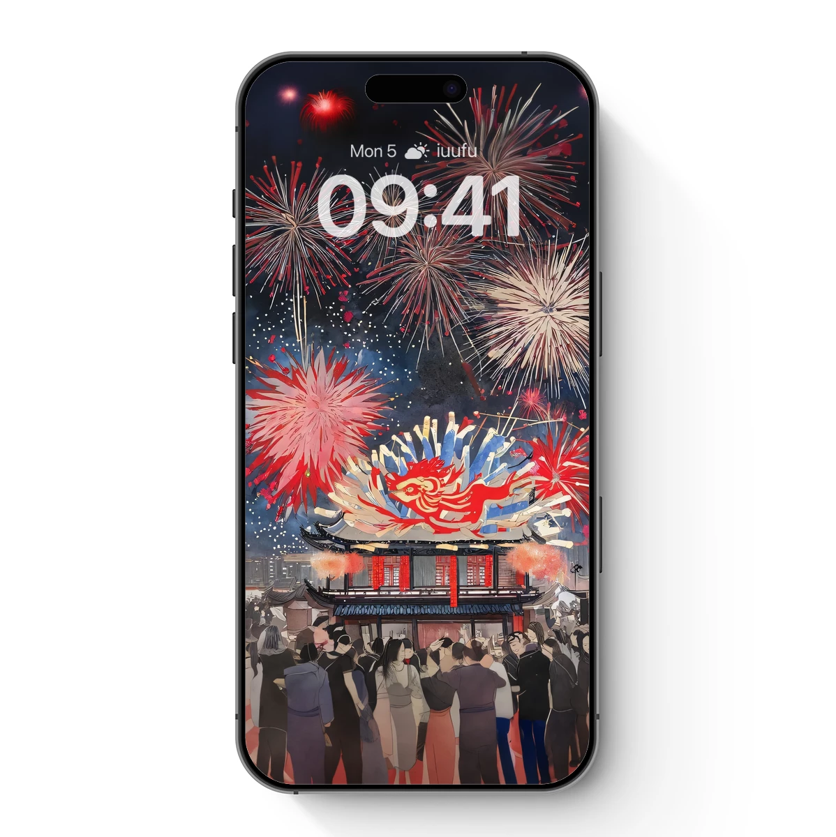 Festive Dragon Amidst Fireworks: A Cultural Celebration