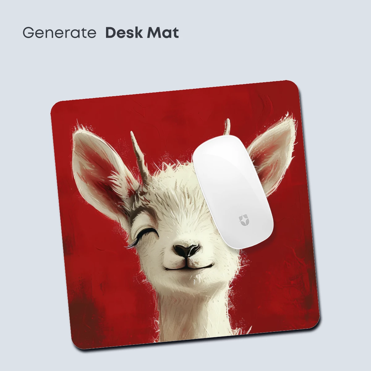 Blissful White Goat on Vibrant Red: Whimsical Artistry - Image 4