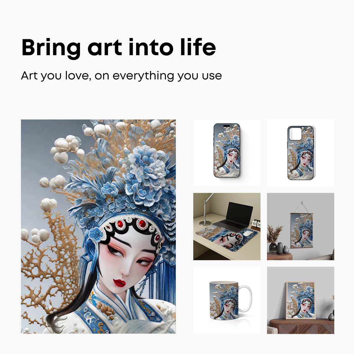 Ethereal Opera Muse: Blue Floral Headdress - Image 2