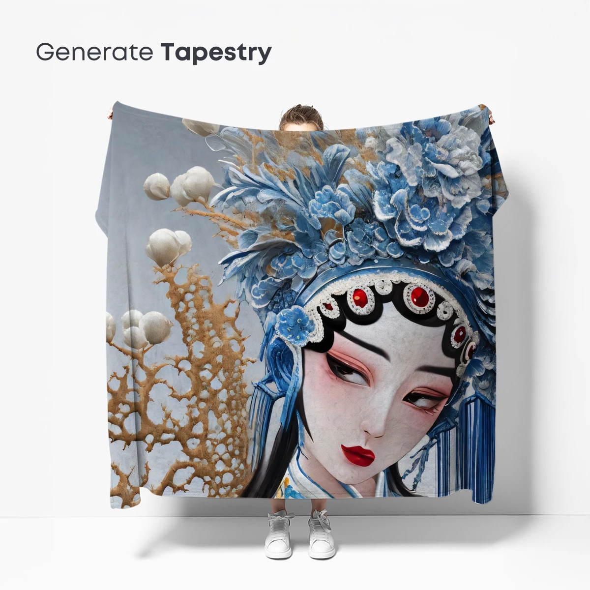 Ethereal Opera Muse: Blue Floral Headdress - Image 5