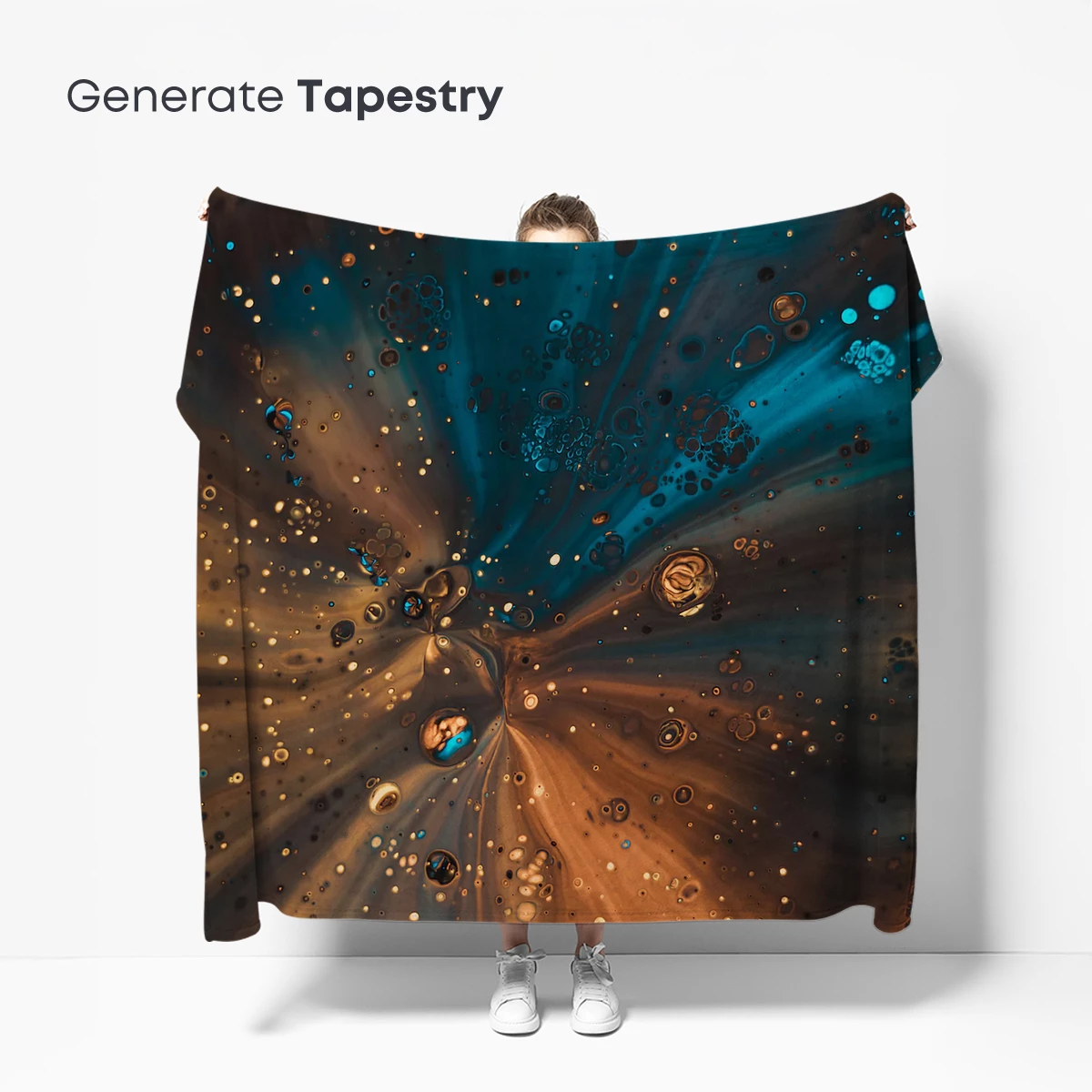 Cosmic Ink Symphony: Teal and Amber Fusion - Image 5