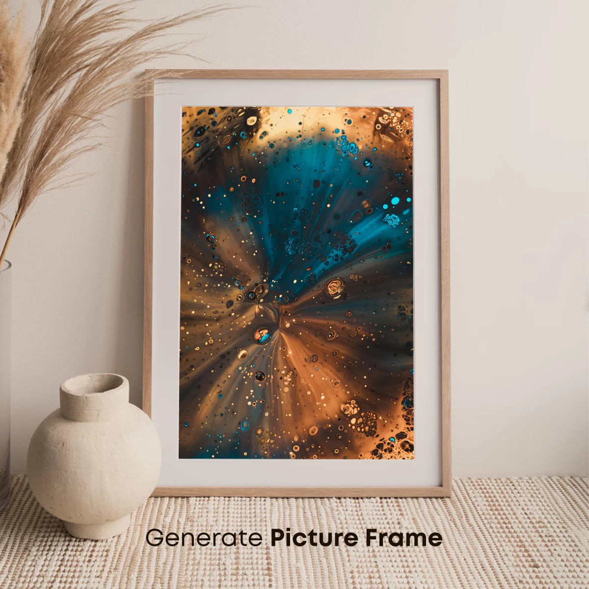 Cosmic Ink Symphony: Teal and Amber Fusion - Image 7