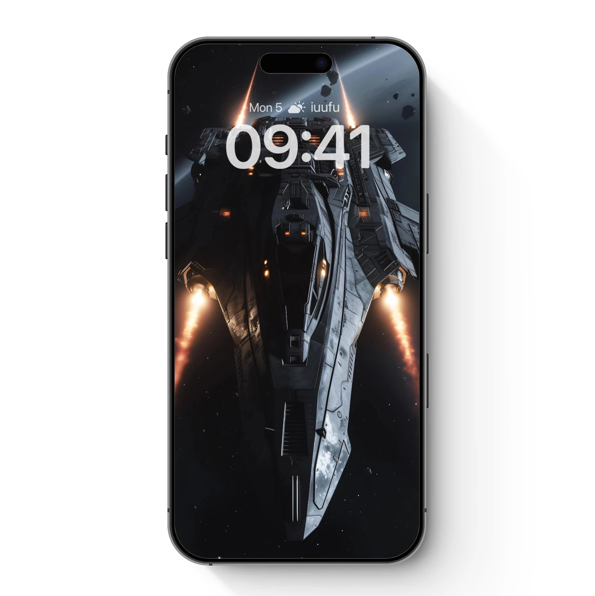 Galactic Vanguard: Futuristic Battleship in Cosmic Flight