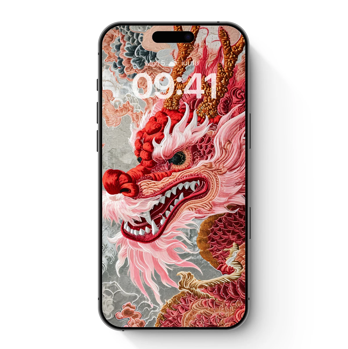 Embroidered Dragon Majesty: Vivid Red and Gold