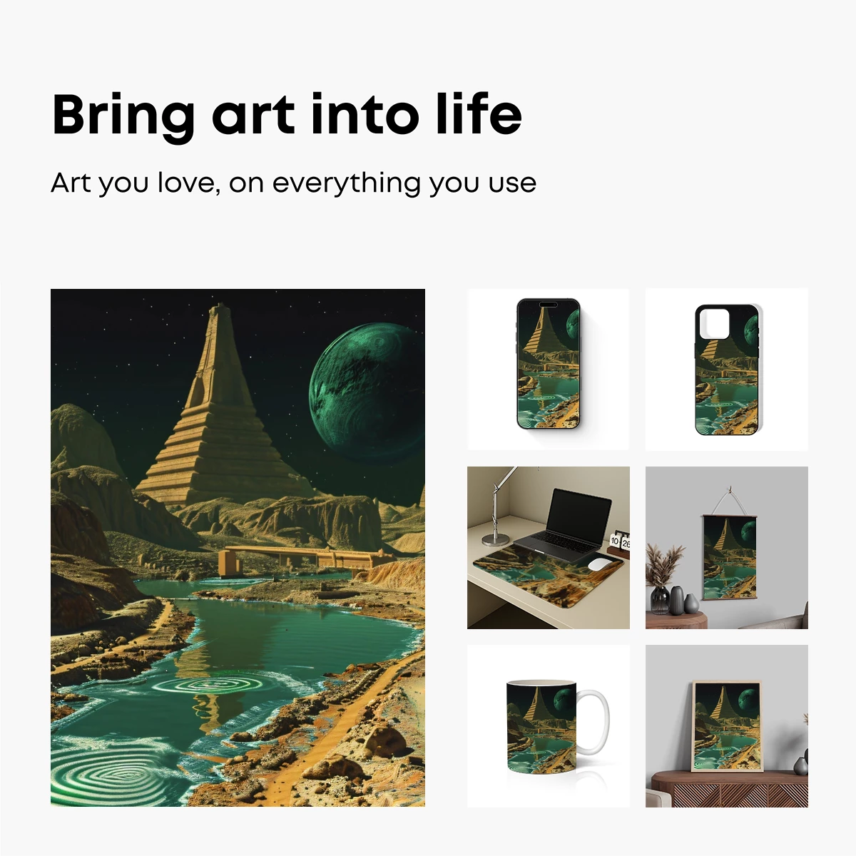 Alien Oasis: Pyramid Under a Cosmic Moon - Image 2