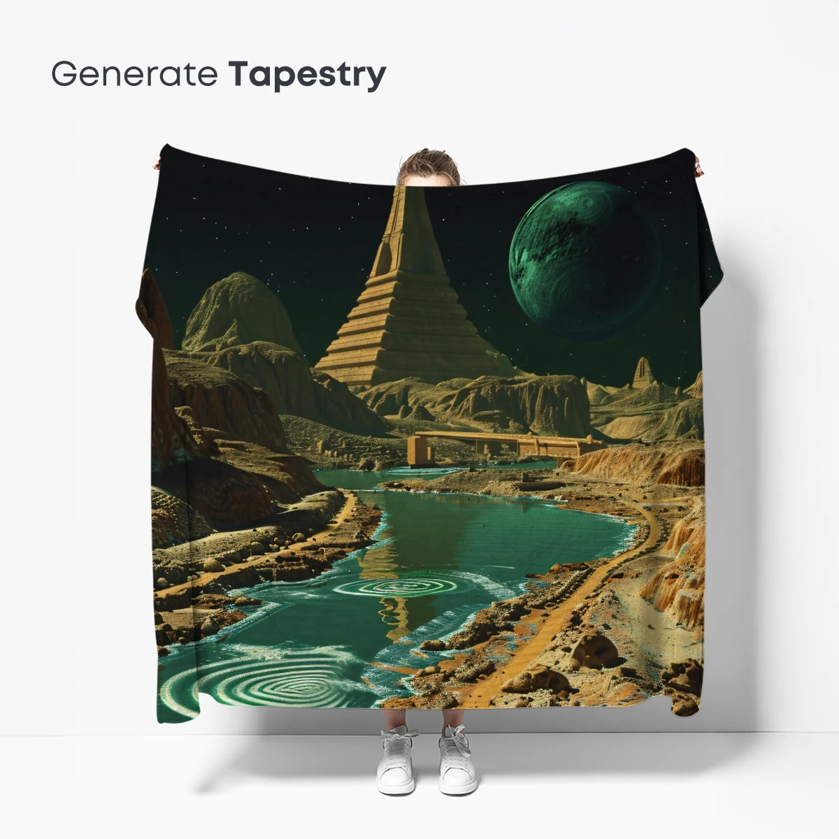 Alien Oasis: Pyramid Under a Cosmic Moon - Image 5