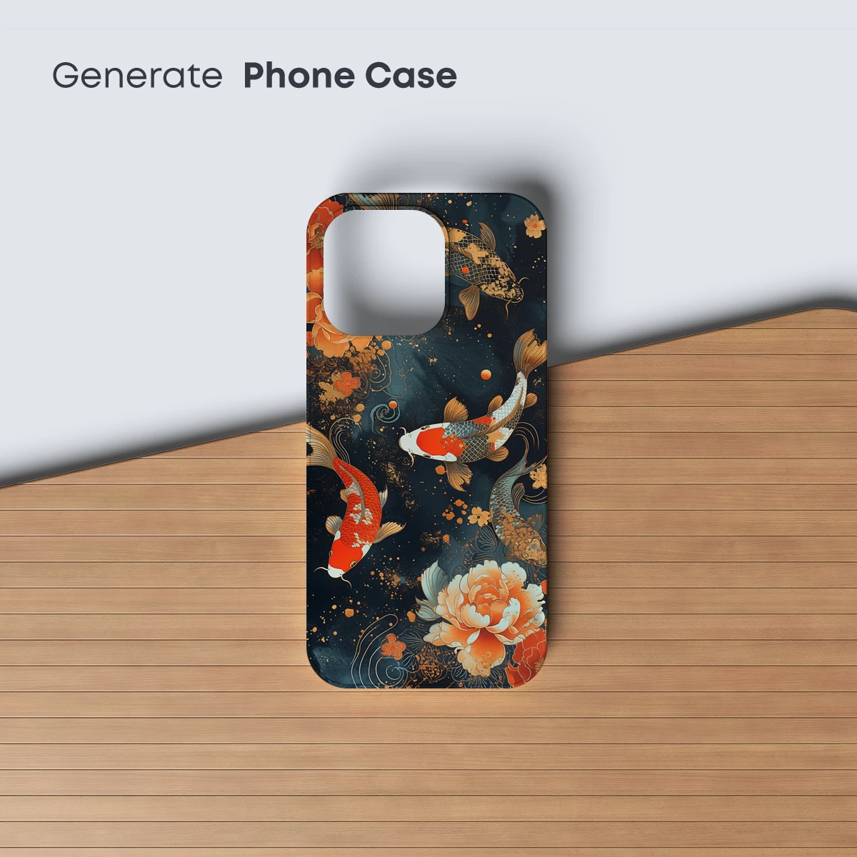 Koi Odyssey: Floral Elegance in Midnight Waters - Image 3