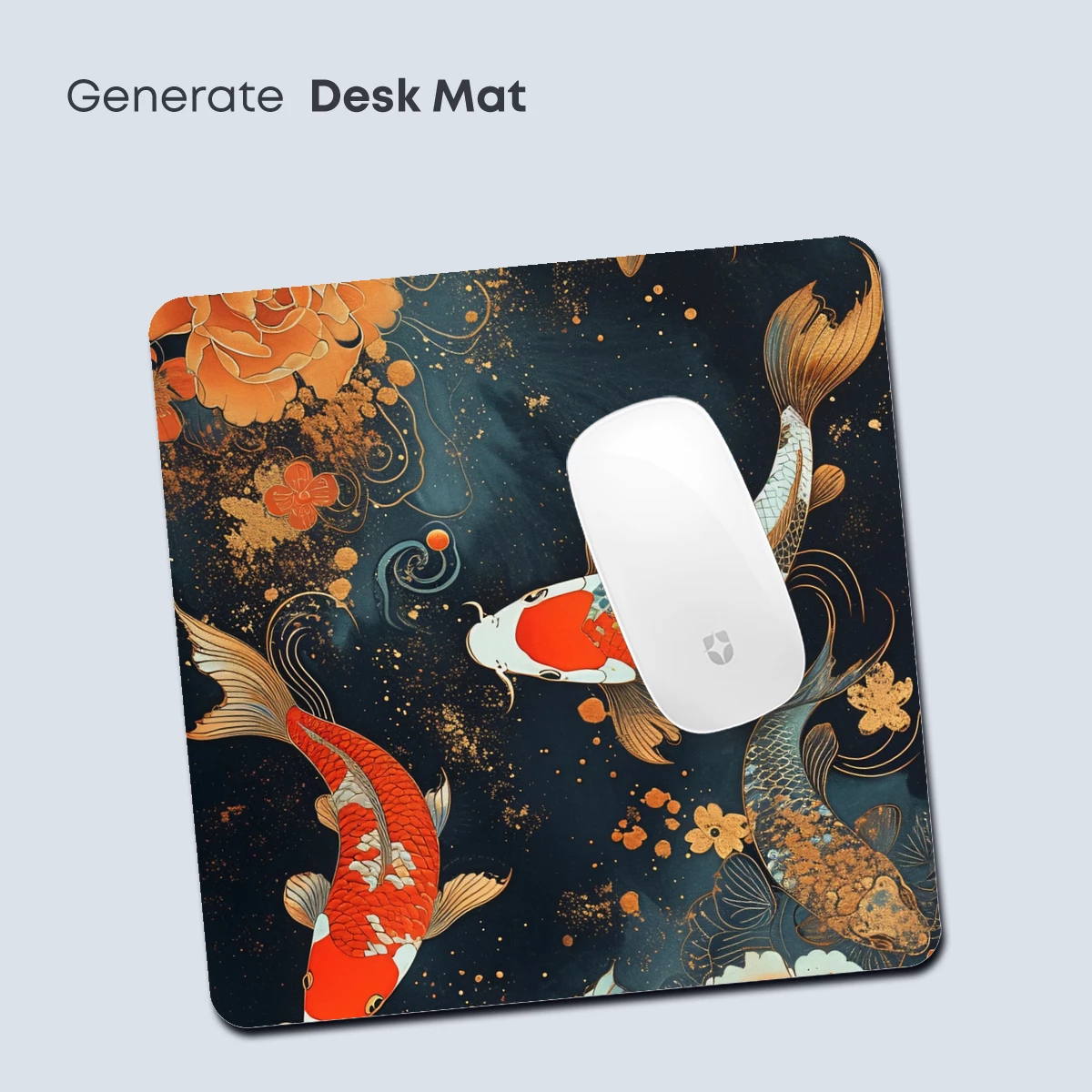 Koi Odyssey: Floral Elegance in Midnight Waters - Image 4