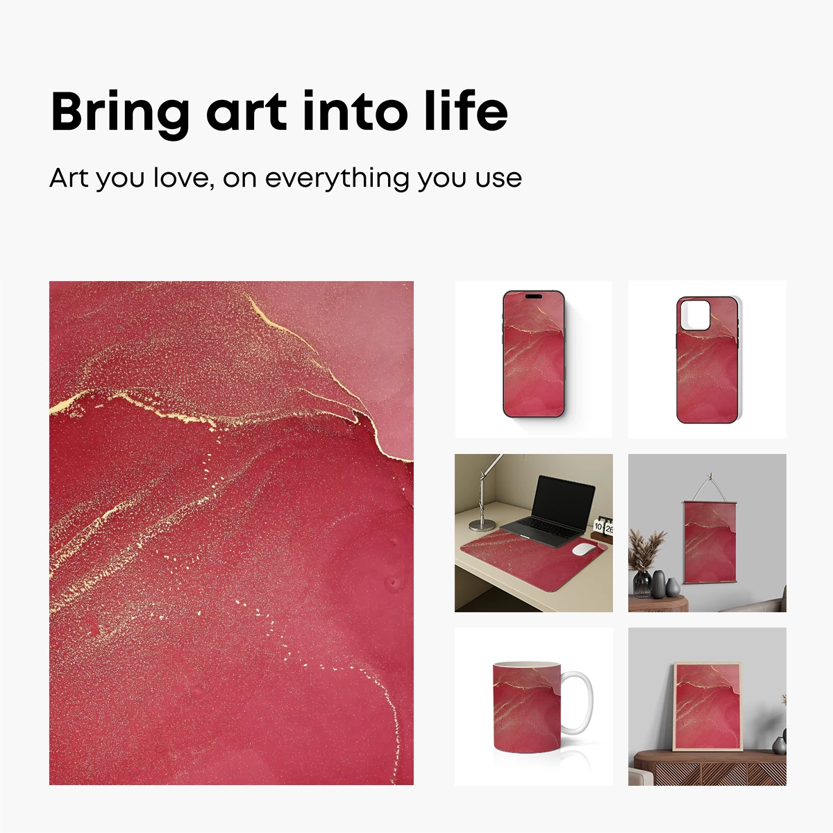 Crimson Canvas with Golden Veins - Image 2